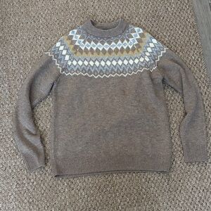 H&M Brown and Cream Geometric Sweater